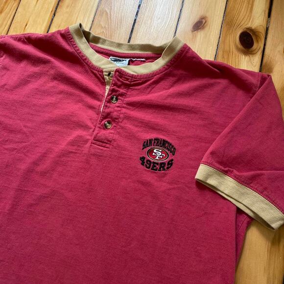 Vintage Y2K 2000s San Francisco 49ers Football Embroidered Henley Shirt M/L - Picture 2 of 4